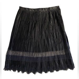 NWT Ultra Pink Satin Lace Pleated Midi Skirt Black Side Zipper Size XL